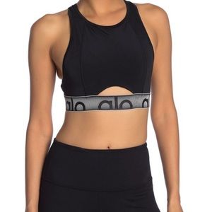 Alo Yoga Vuori Lululemon Velocity Racerback Logo Sports Bra Athletic Active XS